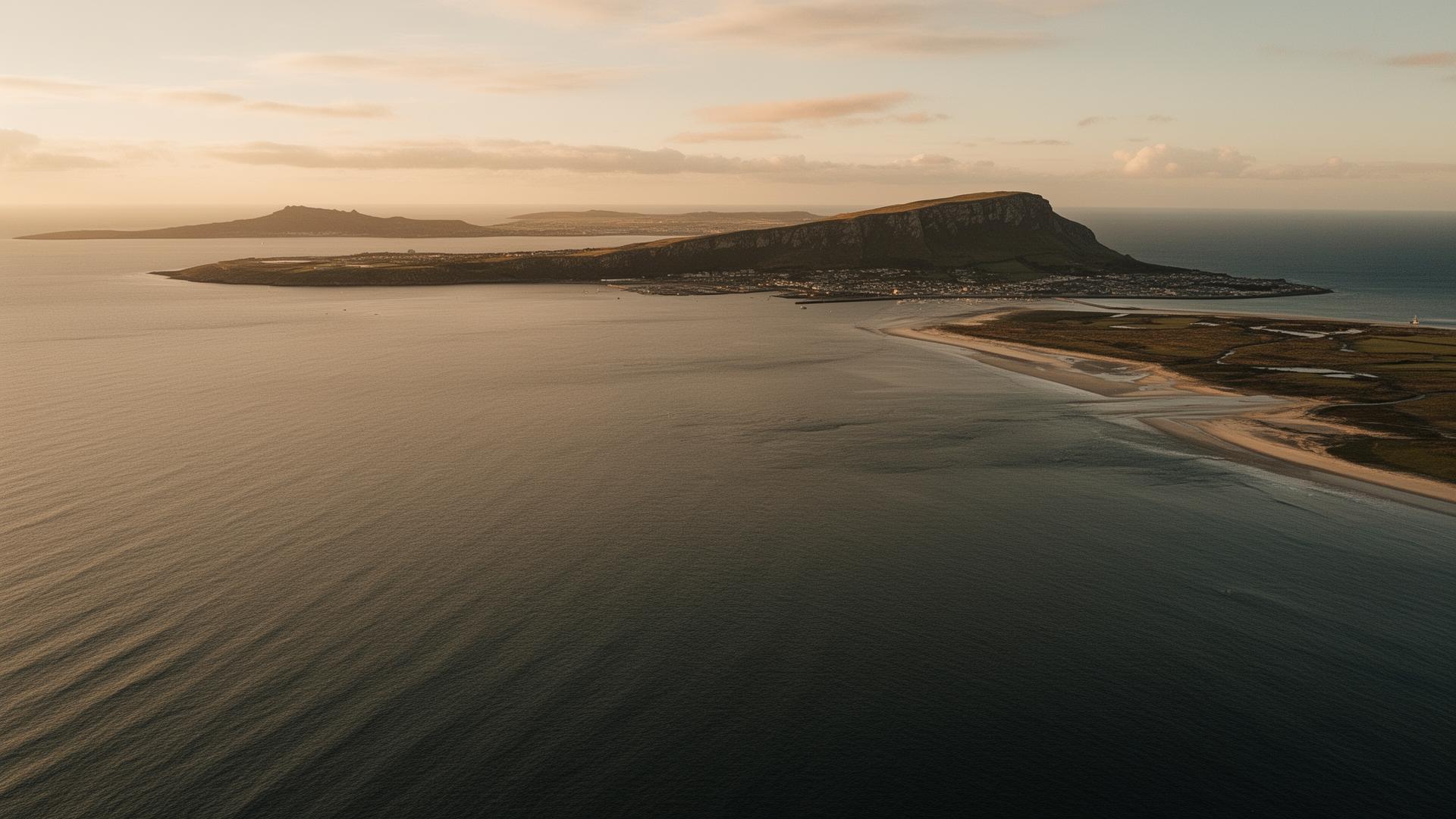 Dublin Bay North coastline at golden hour